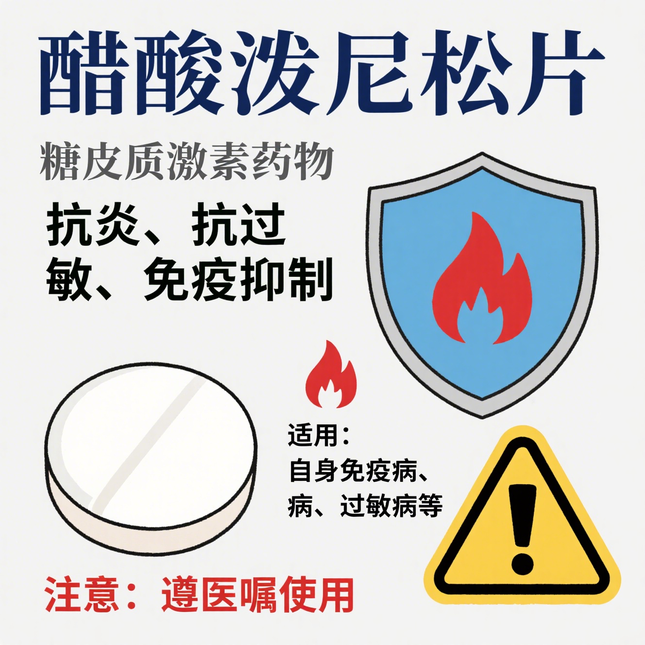 醋酸泼尼松片 醋酸泼尼松片是一种常用的糖皮质激素类药物,在临床上有