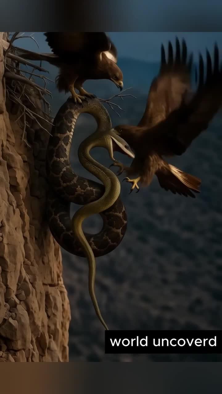 鹰与蛇的精彩悬崖对决,最惊心动魄的瞬间捕捉