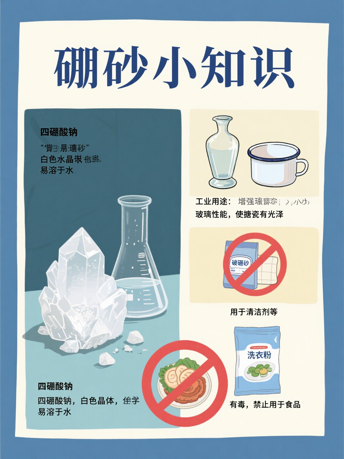 硼砂,化学名称为四硼酸钠