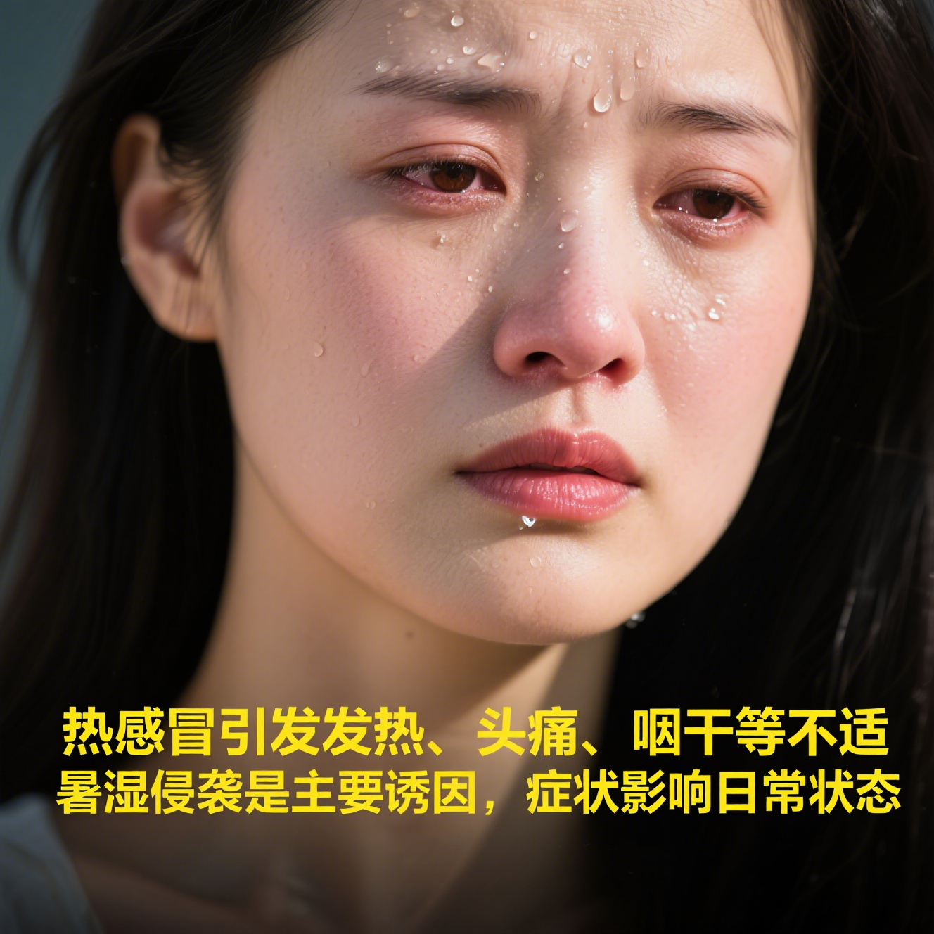 暑湿侵袭有关,出现发热,头痛,咳嗽,流涕,咽干口渴等症状,让人十分难受