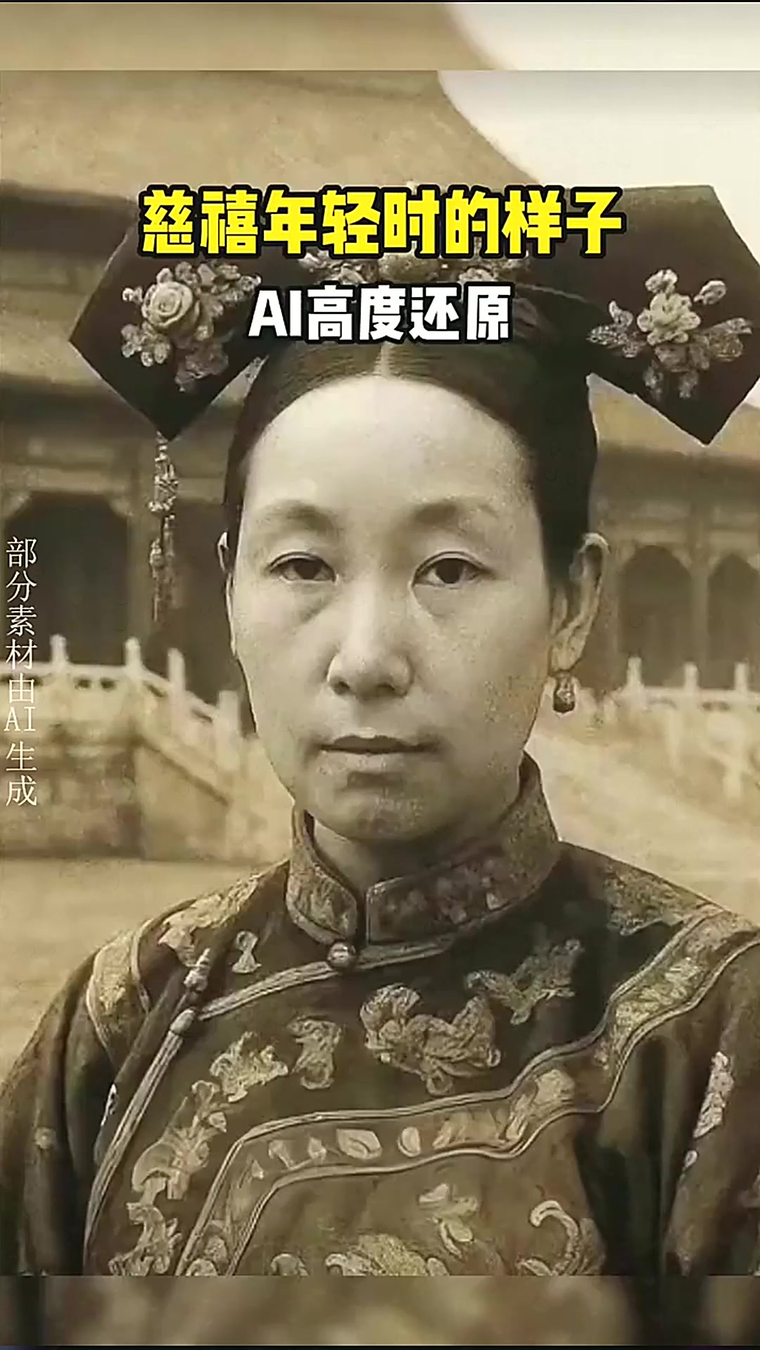 慈禧一生酷爱拍照,但从未留下一张年轻时的影像.这是ai还原她