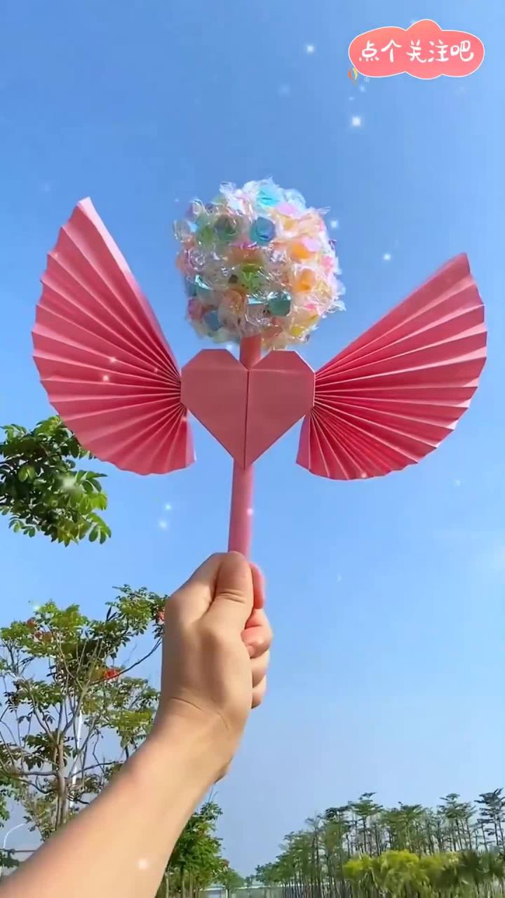 六一快到了,用糖果给孩子做把爱心天使魔法棒当礼物吧