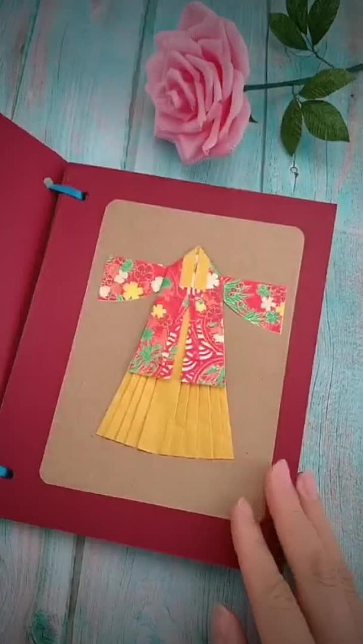 漂亮的折纸汉服,做小点可以当书签哦!