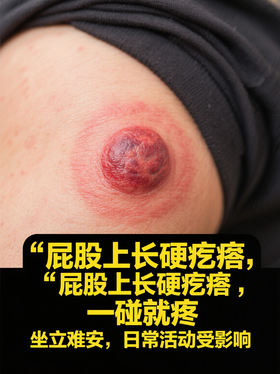 随着病情发展可能会变软,化脓,还屁股上长了个疙瘩皮脂腺囊肿肛周脓肿