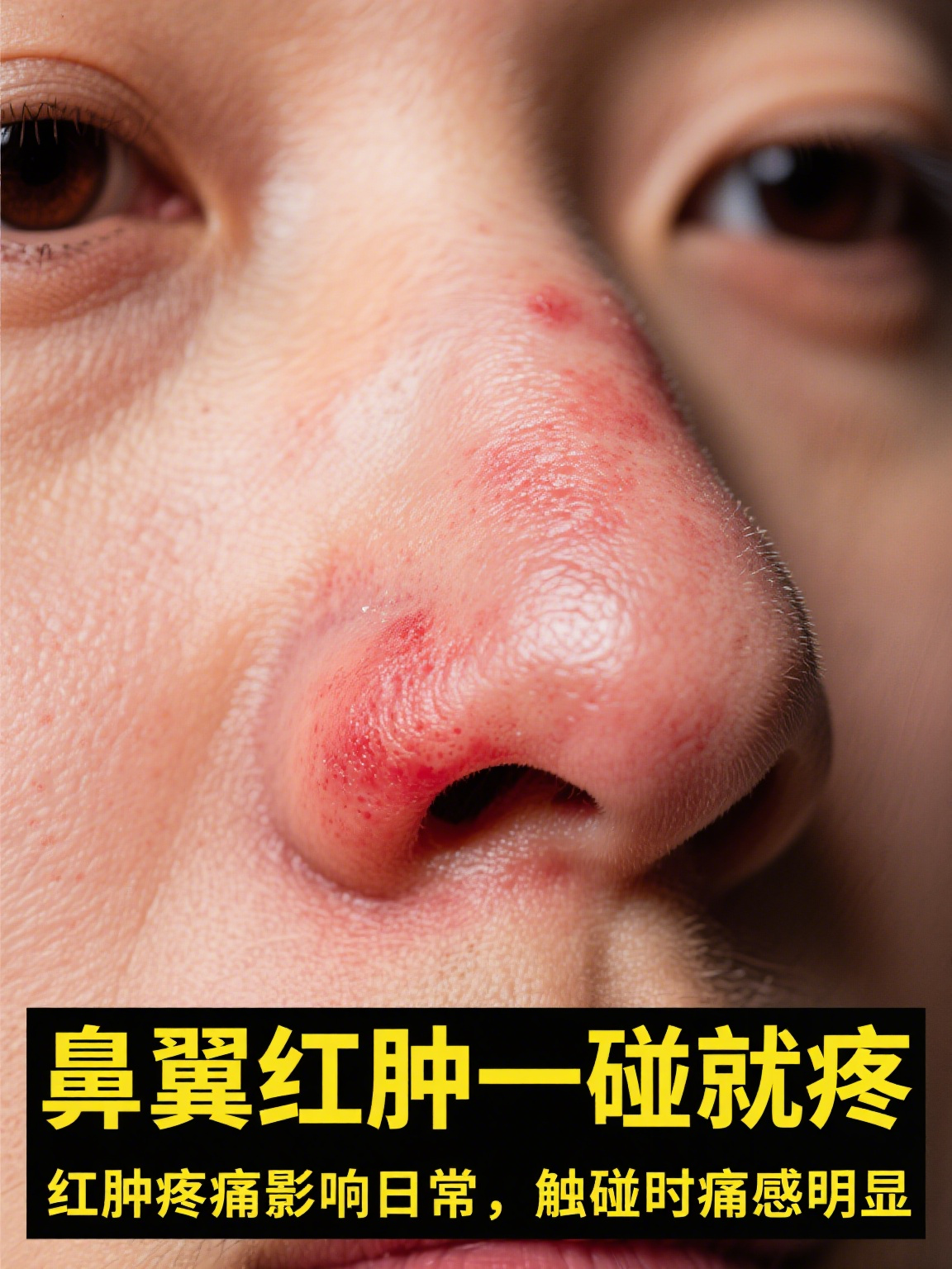 鼻翼两侧红肿的图片局部感染鼻翼感染严重吗图片鼻翼泛红痘痘