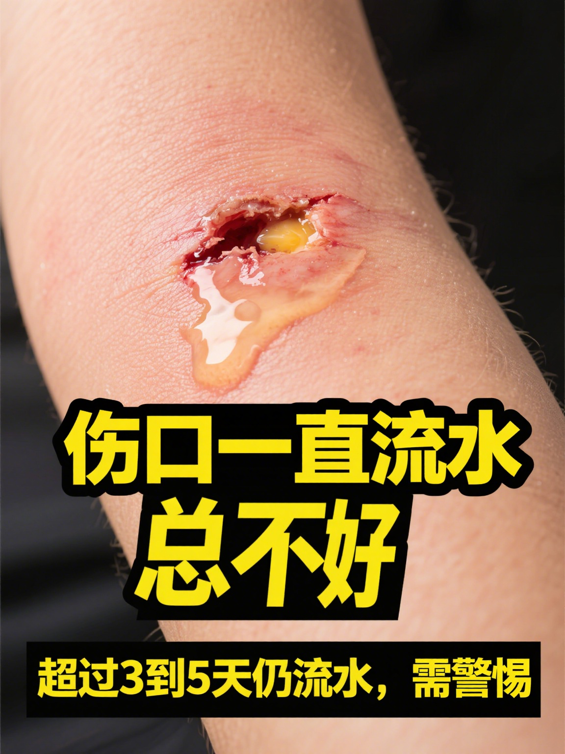 这种持续渗出的液体,医学上称为"渗出液",通常是伤口局部炎症反应的