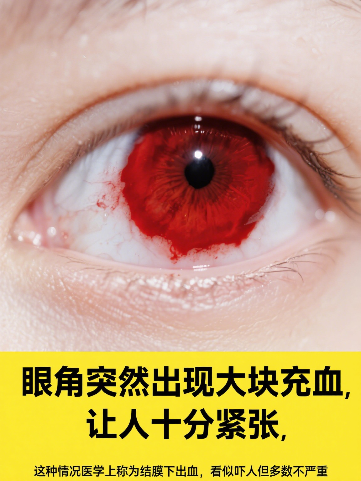 这种情况在医学上叫"结膜下出血",看似吓人,多数时