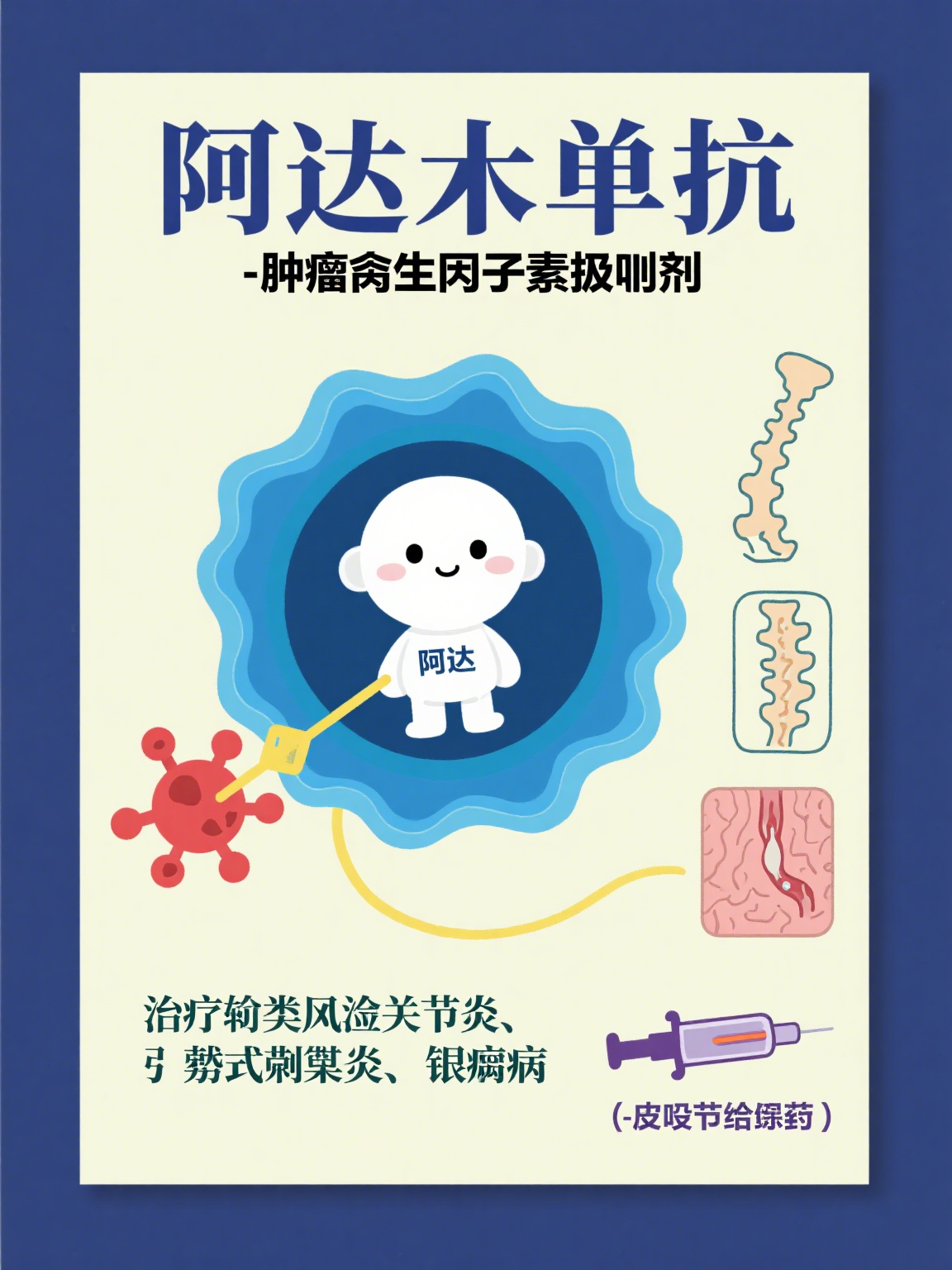 阿达木单抗 阿达木单抗是一种常用的生物制剂,属于肿瘤坏死因子拮抗剂