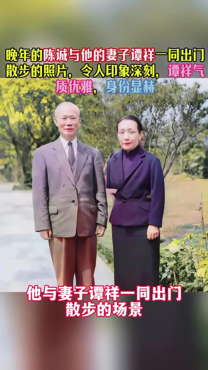 晚年的陈诚与他的妻子谭祥一同出门散步的照片,令人印象深刻