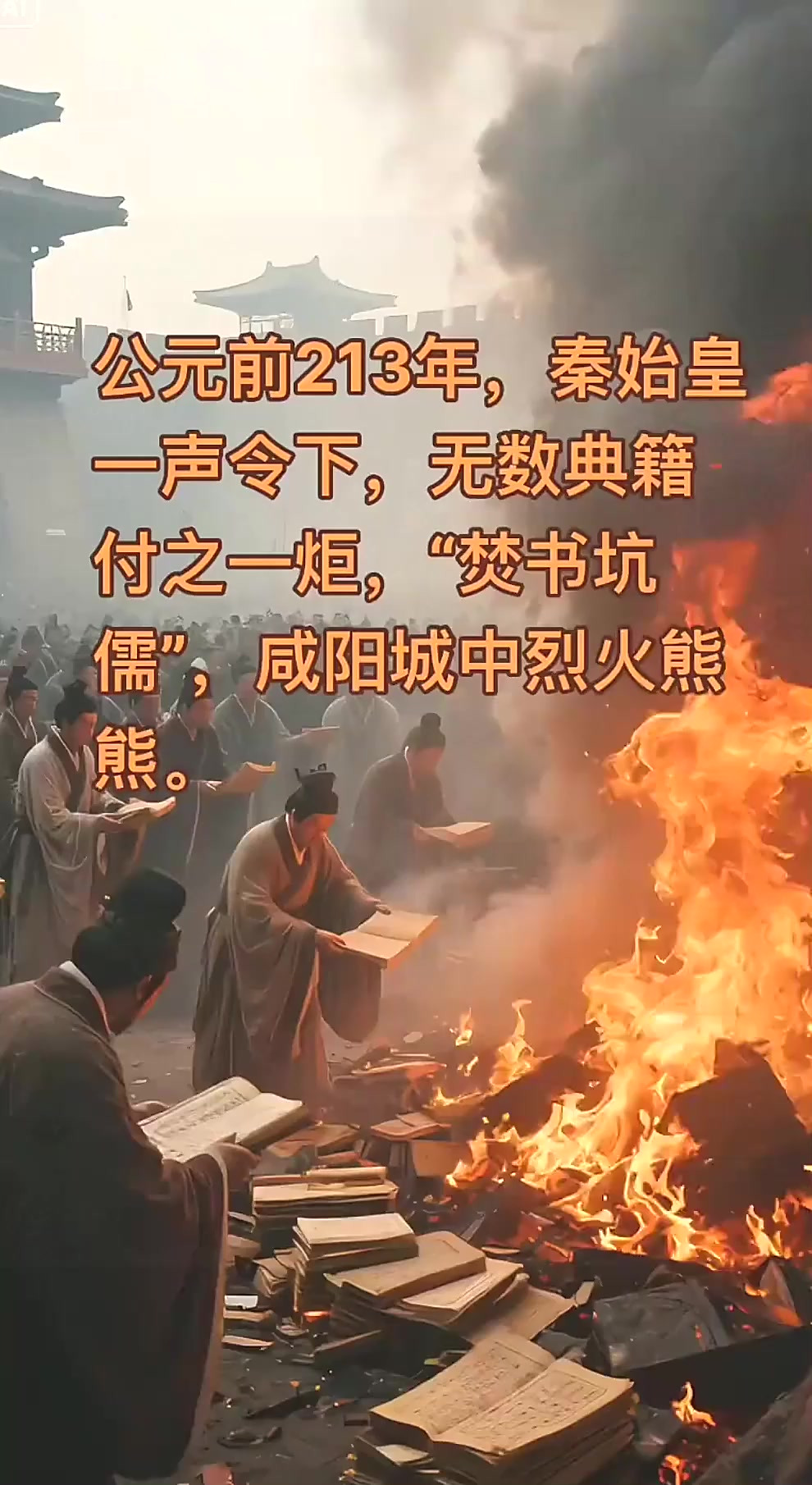公元前213年,秦始皇一声令下,无数典籍付之一炬,"焚书坑儒"