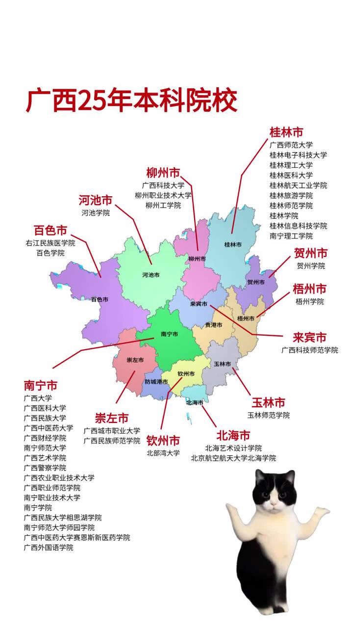 广西25年新本科院校分布,快来看看有没有你的院校吧!