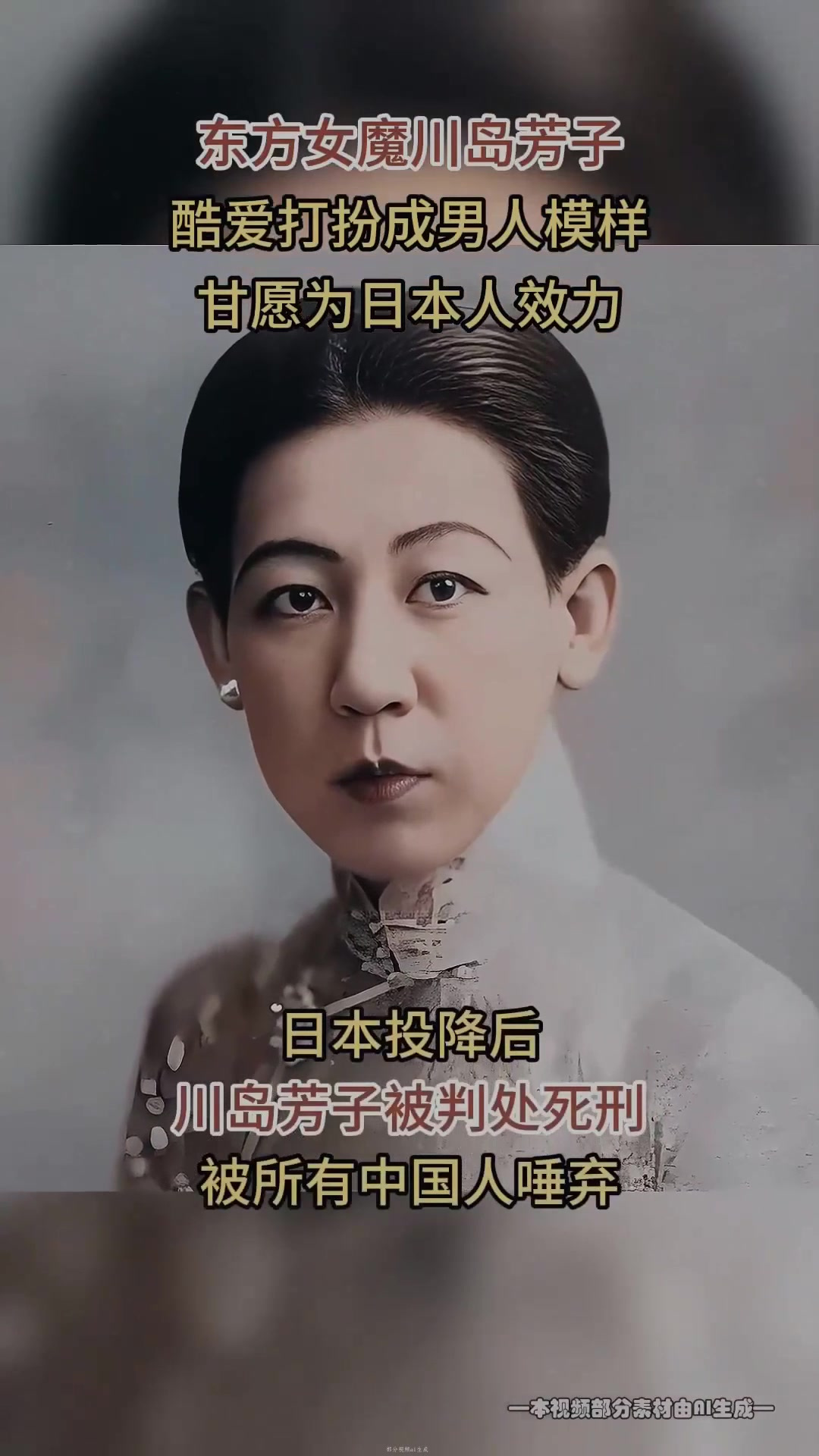 东方女魔川岛芳子,酷爱扮成男人模样,到死不承认自己是中国籍