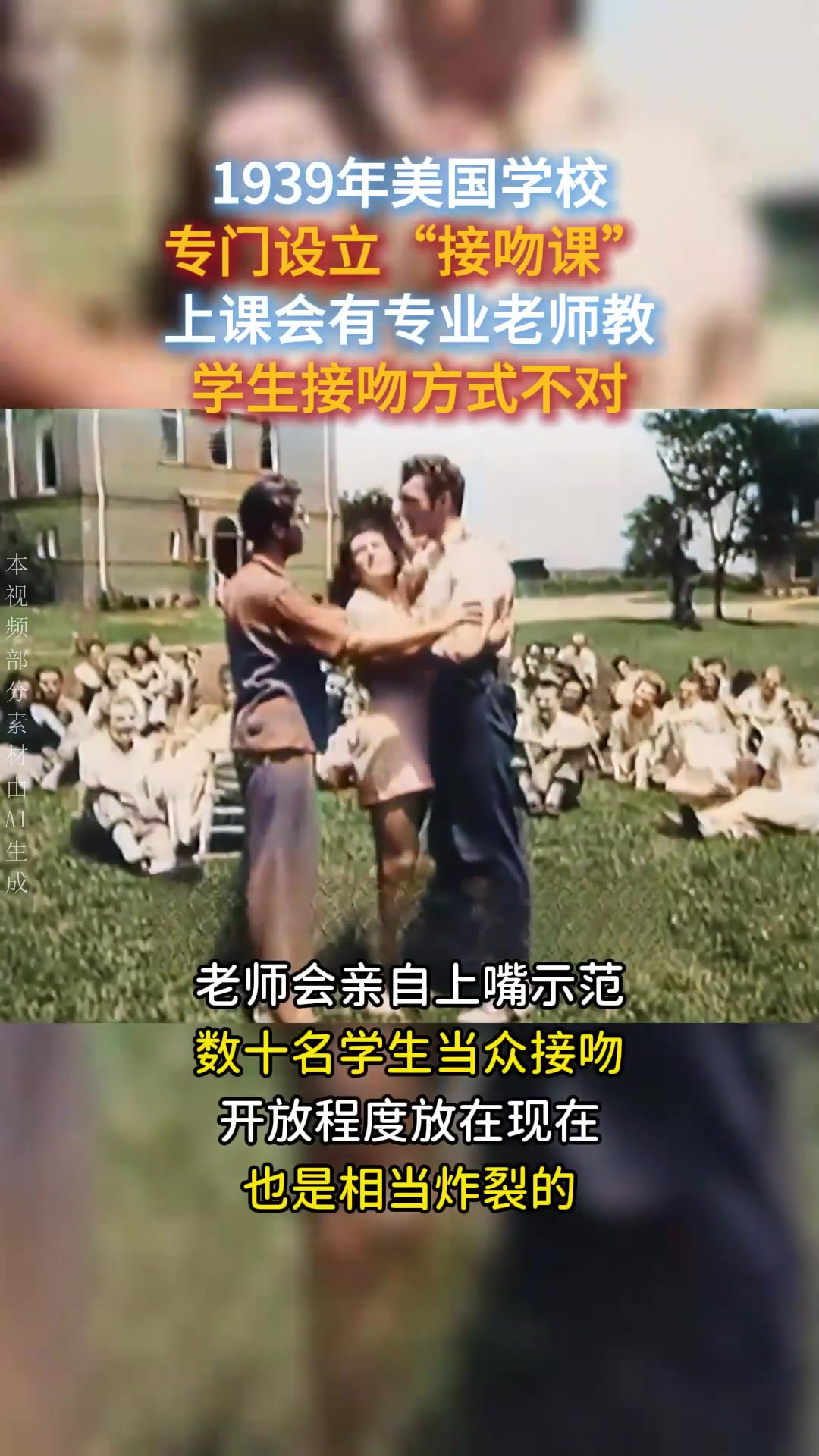 1939年美国学校开设接吻课,老师亲自传授技巧,开放程度相当炸裂