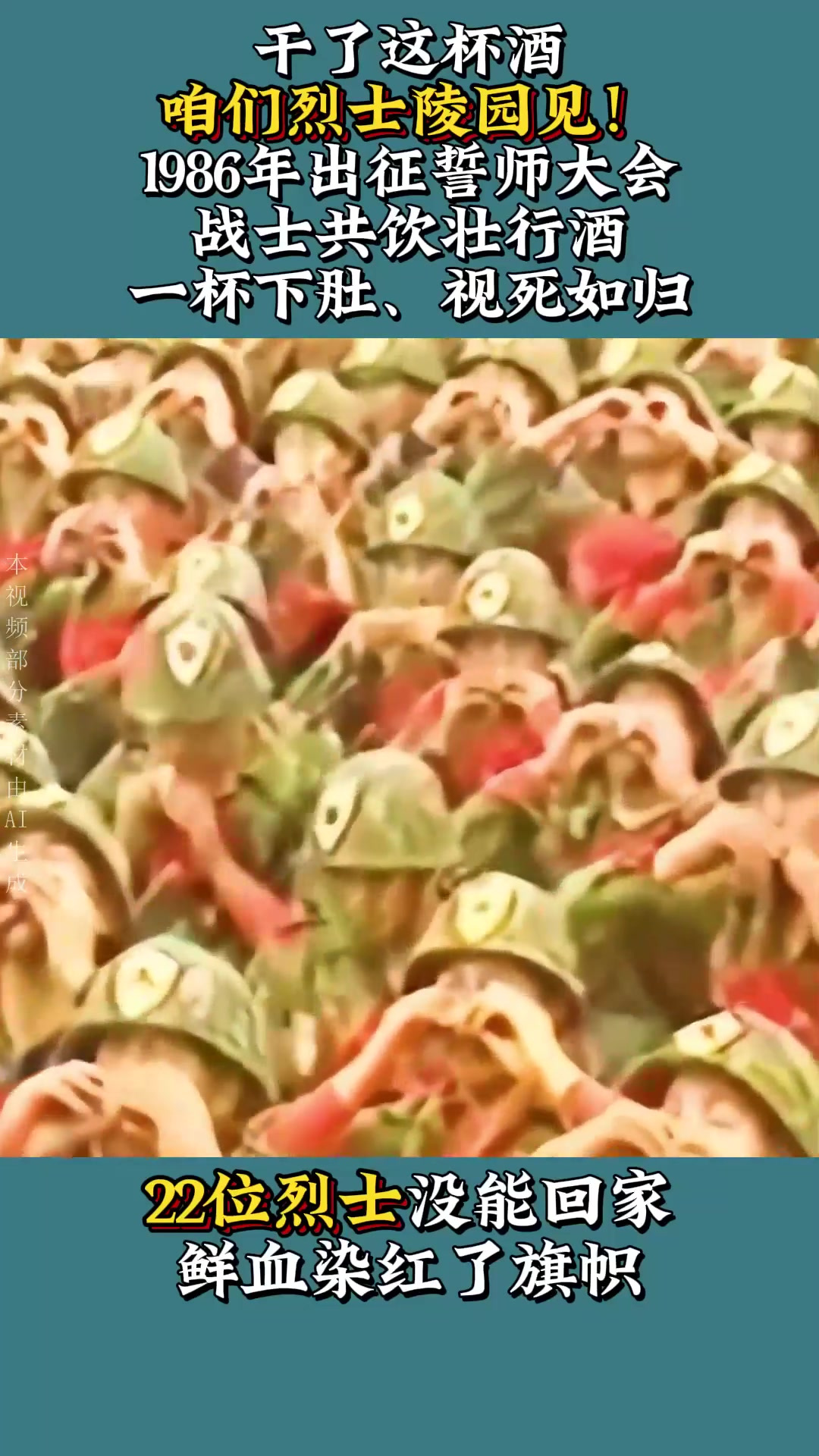 1986年出征誓师大会,战士共饮壮行酒,一杯下肚,视死如归