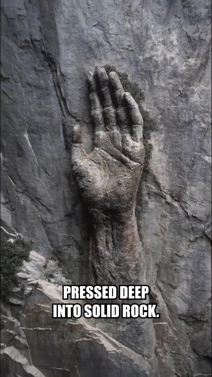 雕刻在悬崖上的巨大手掌,在当时那个年代,古人是如何做到的?