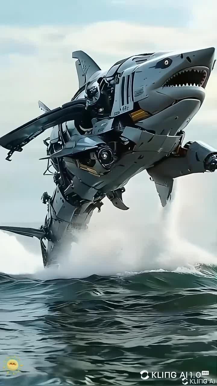 机器鲨鱼变形,设海空两栖艇,展作战想