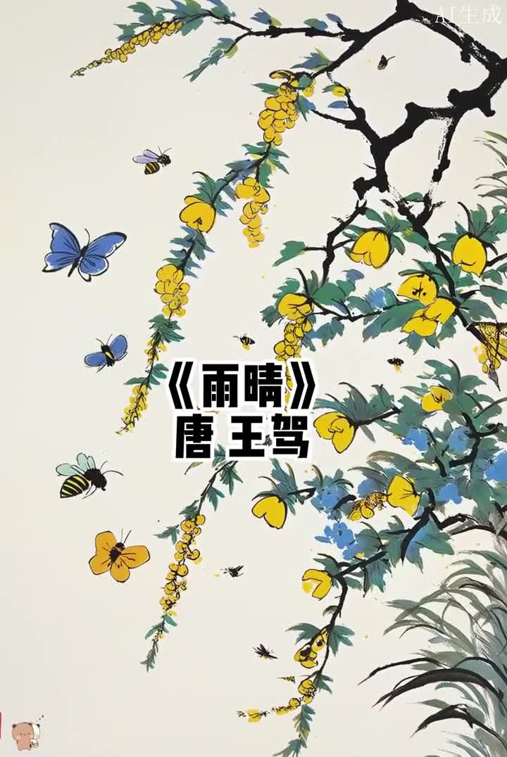 小学必背古诗词《雨晴》,ai唯美画面 原文 雨晴「唐」王驾 雨前初见