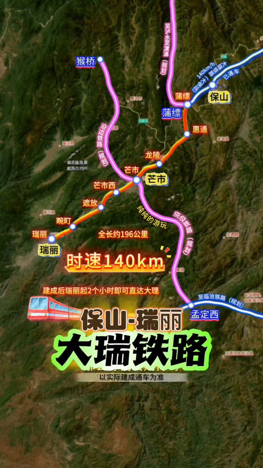 云南大瑞铁路保山至瑞丽段线路走向及站点布置