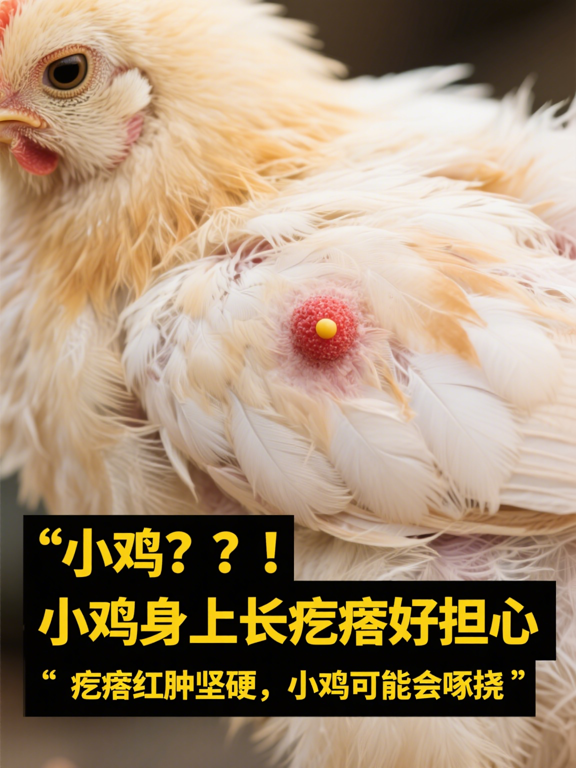 小鸡崽长了一个疙瘩 小鸡崽身上突然冒出个疙瘩,这可让养鸡人捏了把汗