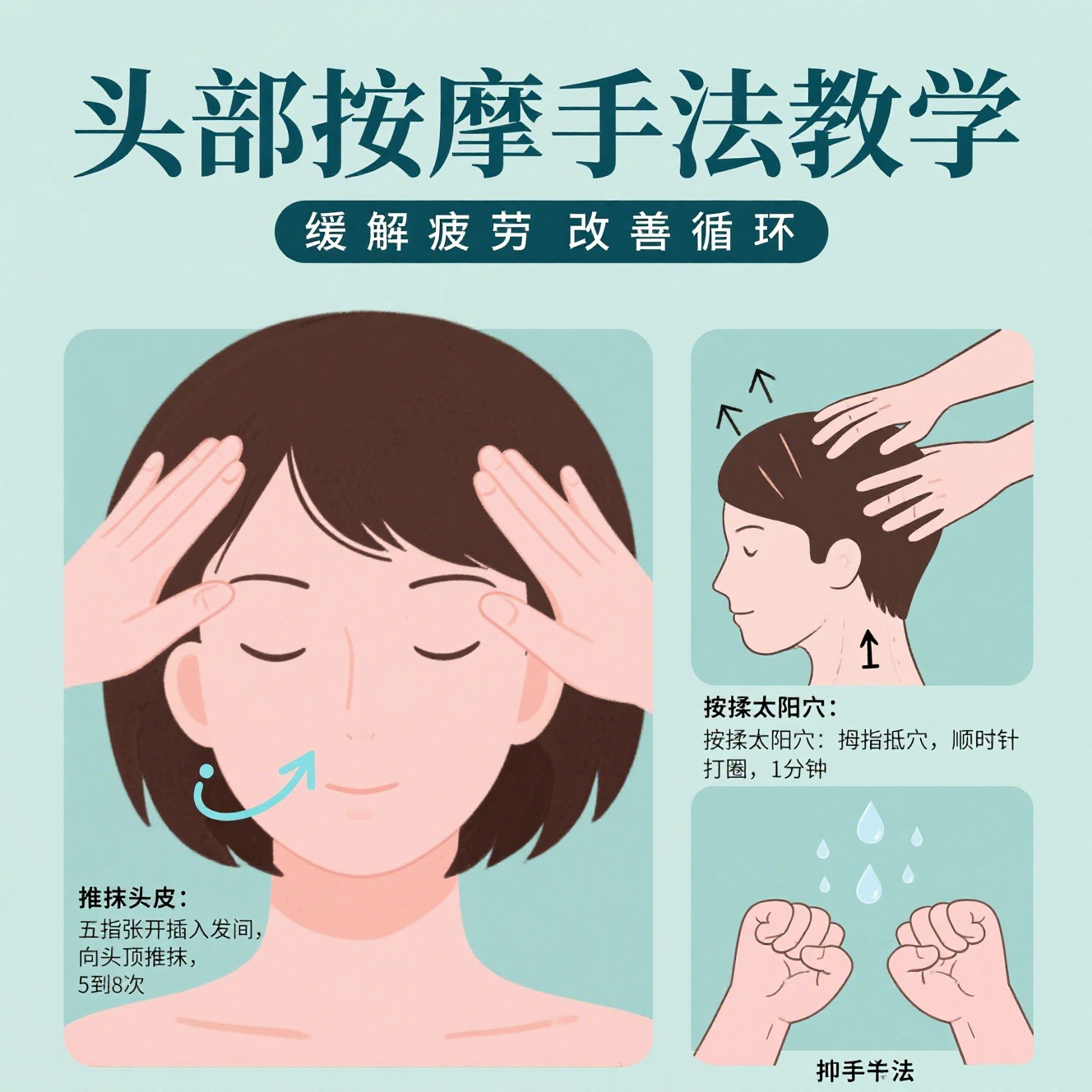 贴在额头,以顺时瞻刺粞ㄖ父 按摩头皮的图片按额头头部按摩手法图片