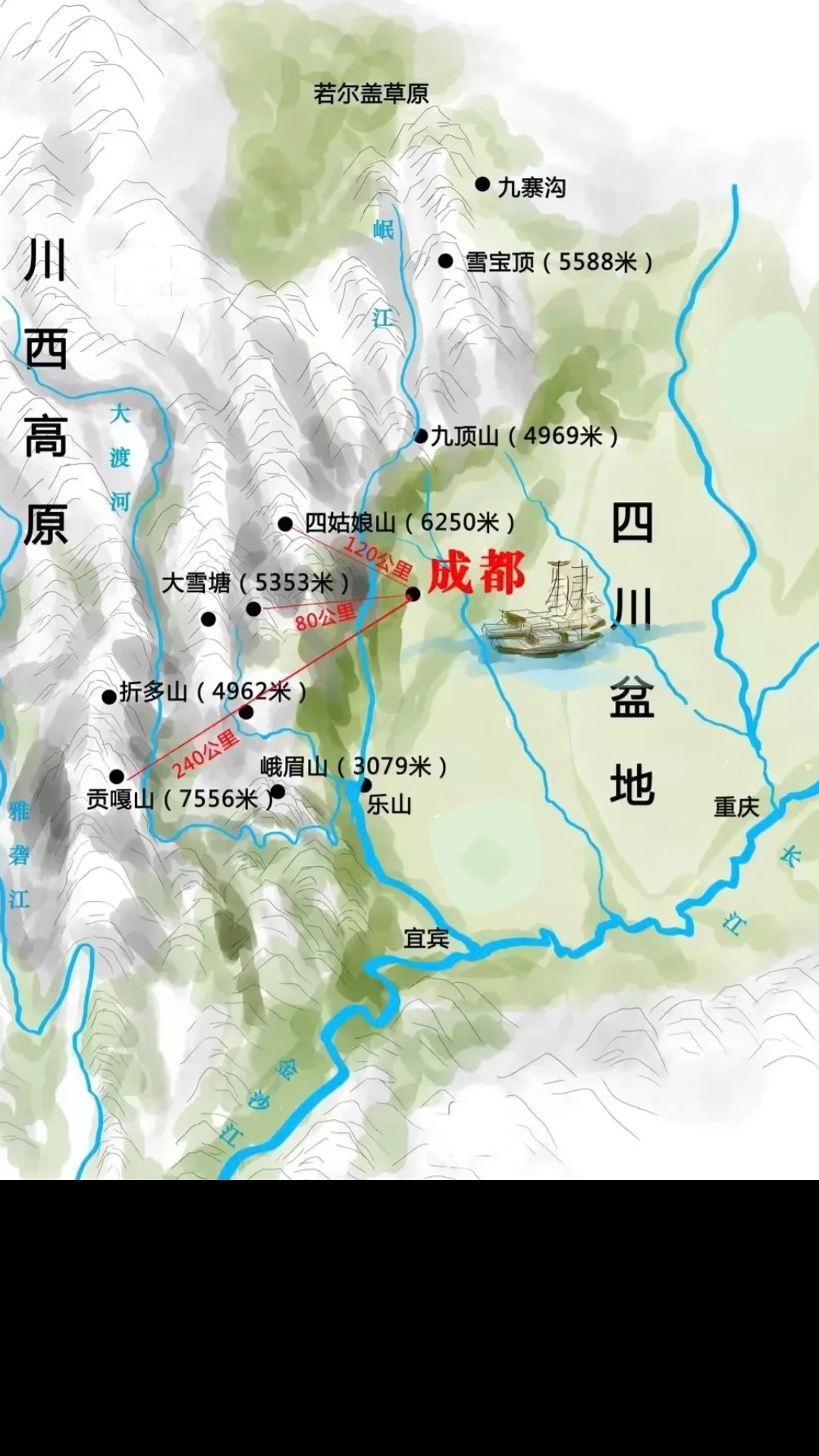 今天聊聊成都的水系,从府河,南河到锦江,从二江抱城到合江亭等