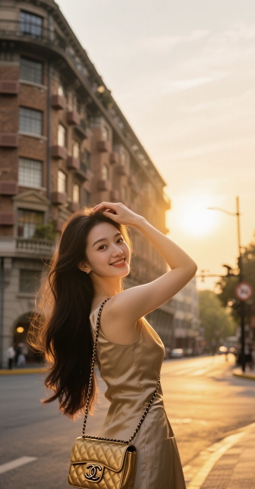 夕阳下女子浅浅的笑着,笑里似藏着星芒,灿烂得能刺破黯淡