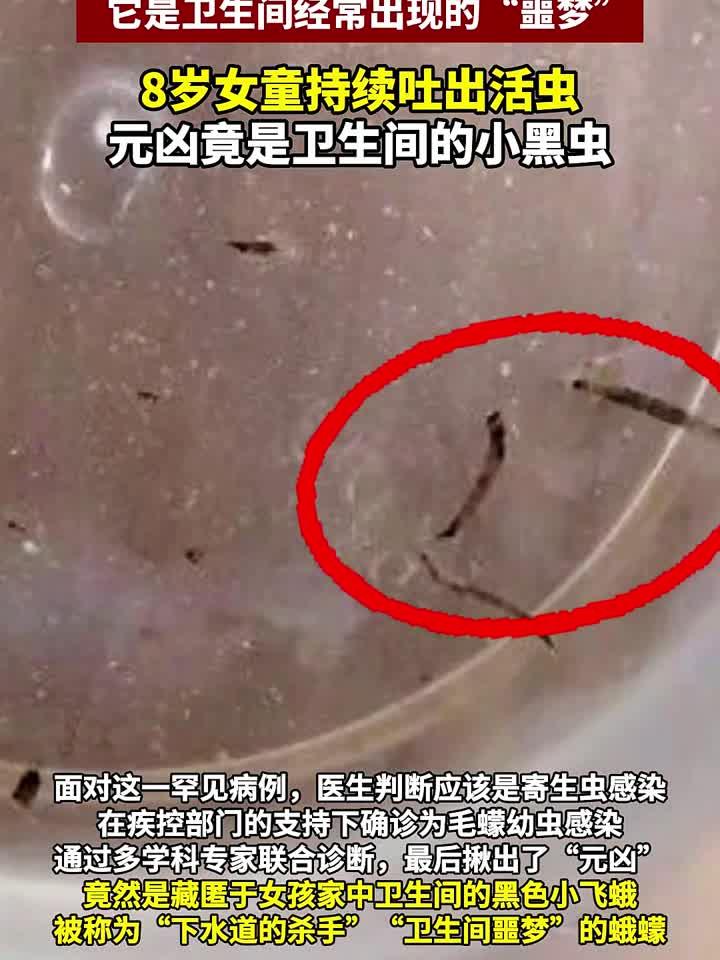 8岁女童被卫生间这种常见的小黑虫寄生,口中持续不断吐出活虫!