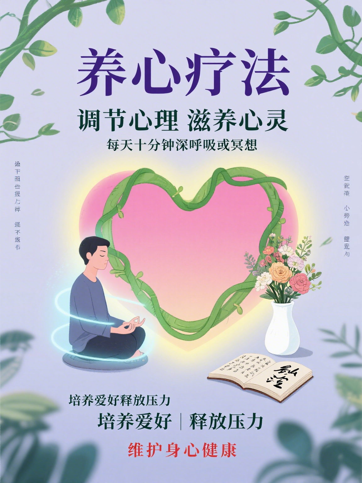 养心疗法 养心疗法是一种以调节心理状态,滋养心灵为核心的健康调理