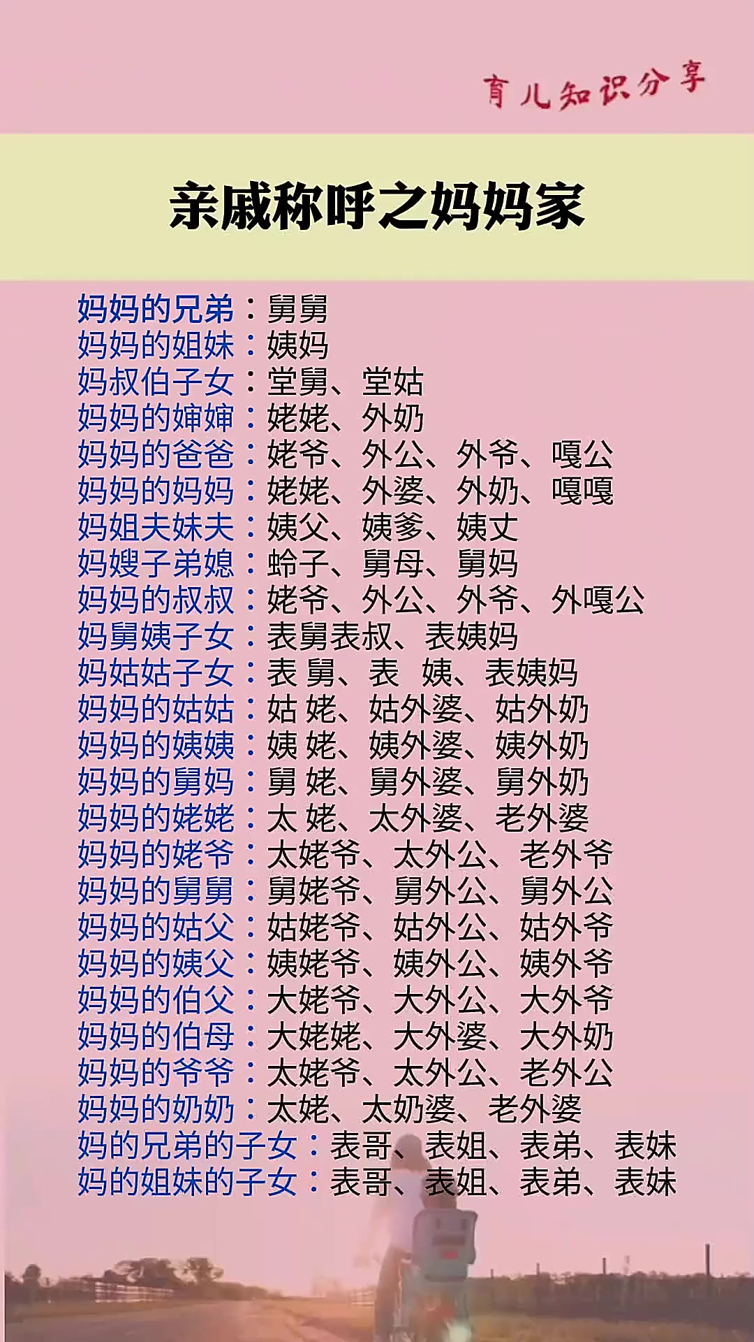 亲戚称呼之妈妈家