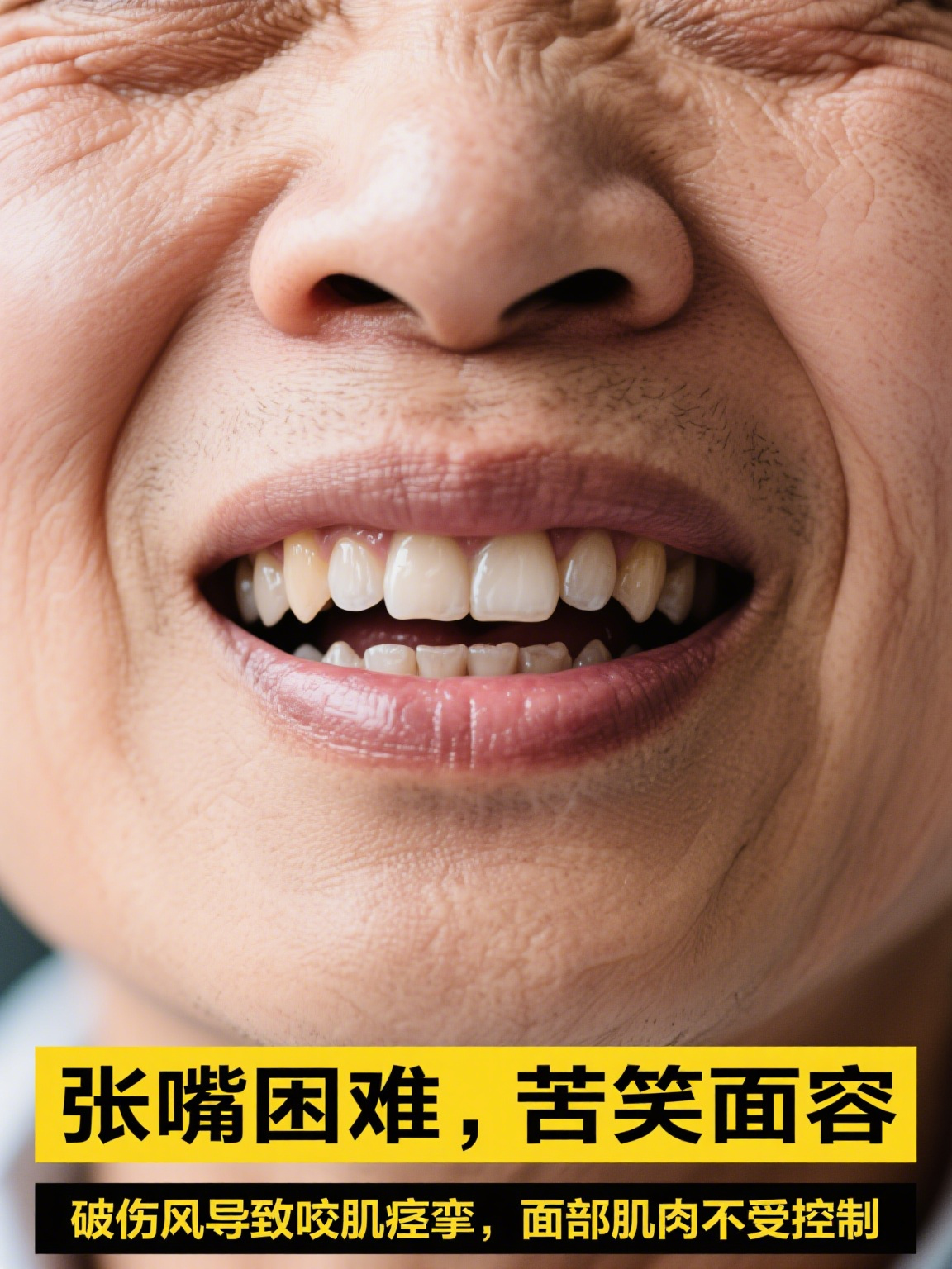 就像嘴巴被悄悄"绑"住了一样破伤风牙关紧闭破伤风苦笑面容牙关紧闭