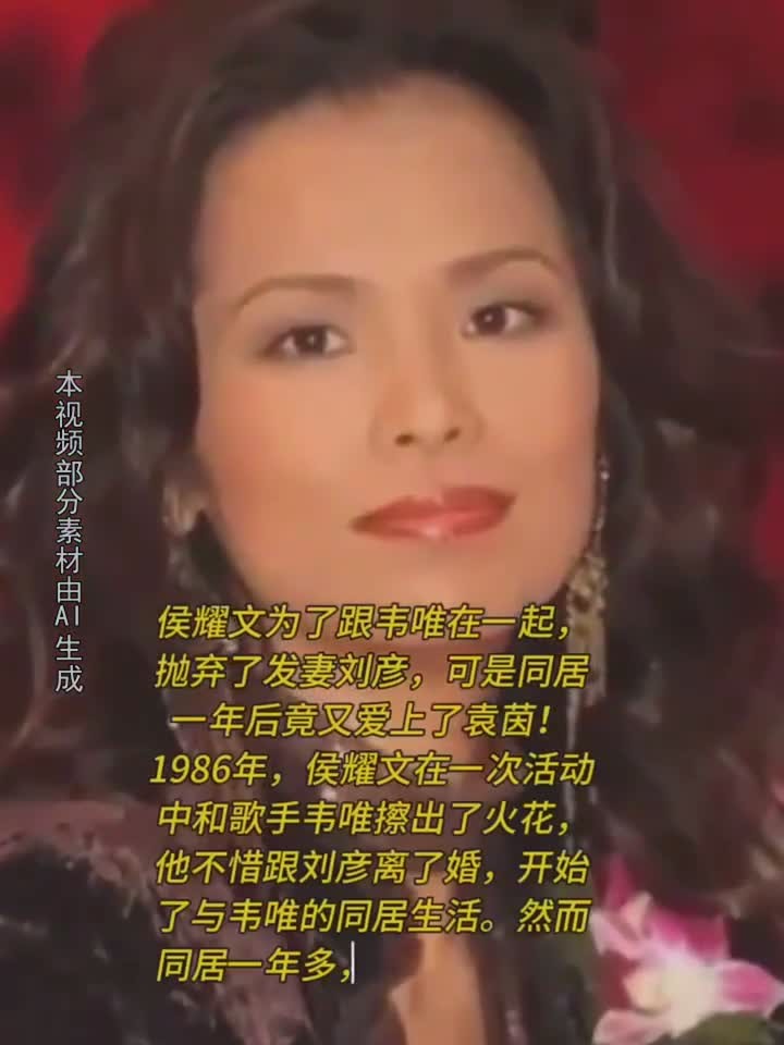 侯耀文为了跟韦唯在一起,和发妻离婚,可一年后又爱上了袁茵!