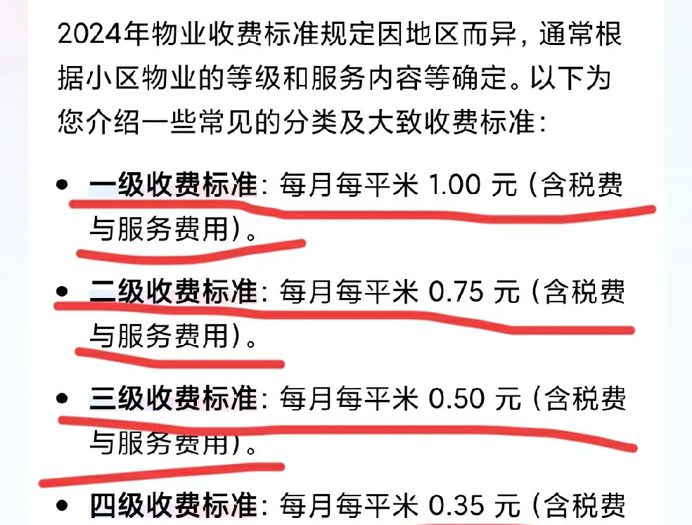 物业费收费标准