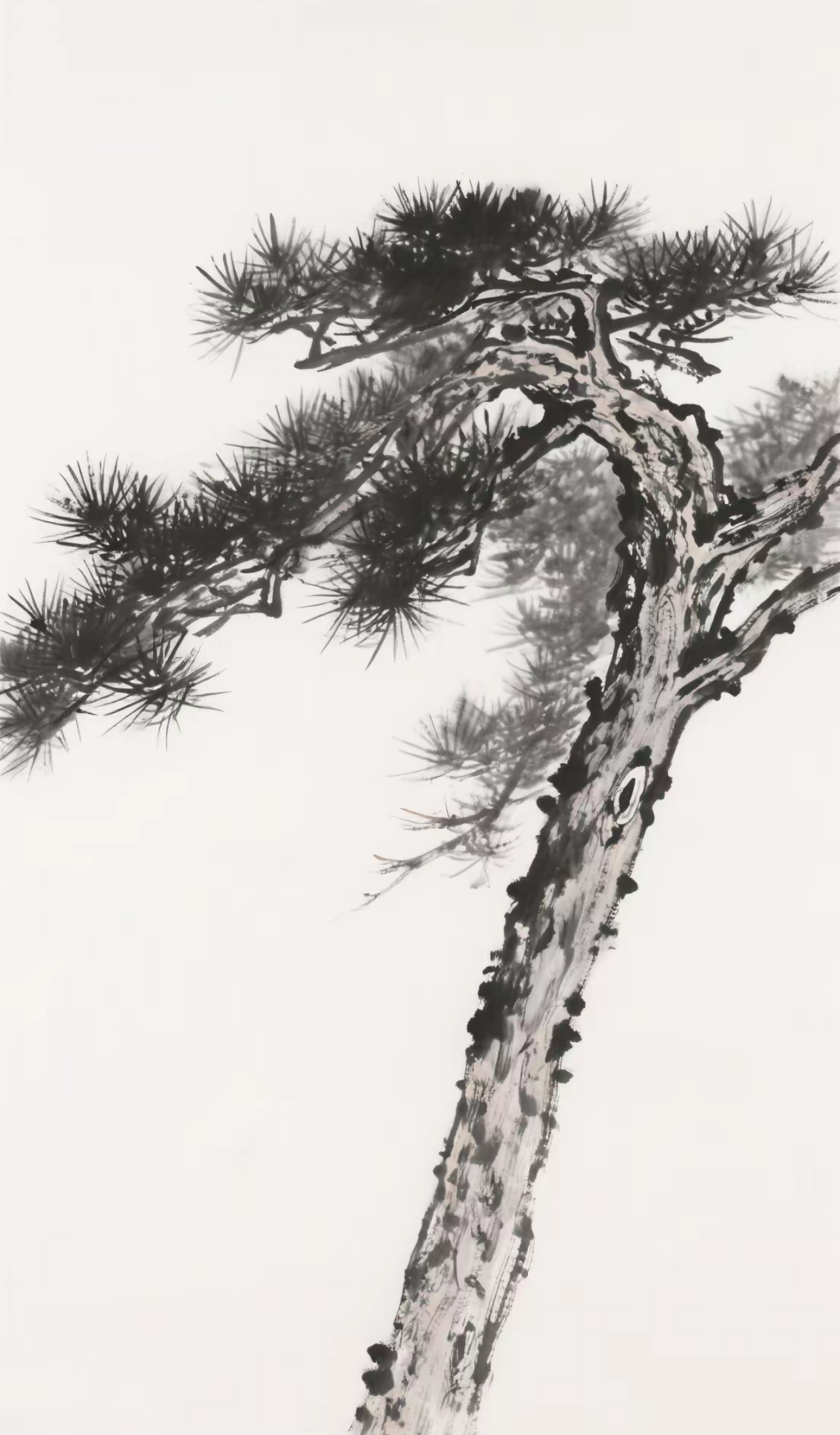 国画写意松树,真美,快来一起画吧!#国画教程