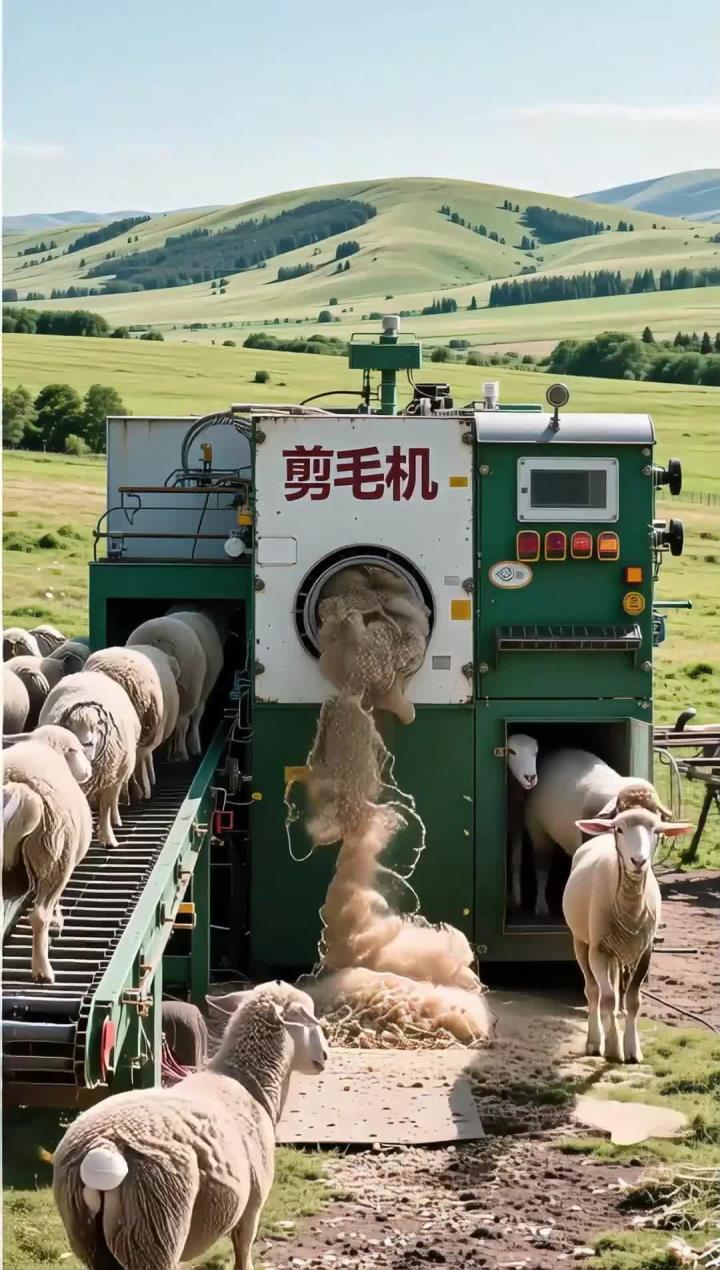 一台自动剪羊毛机