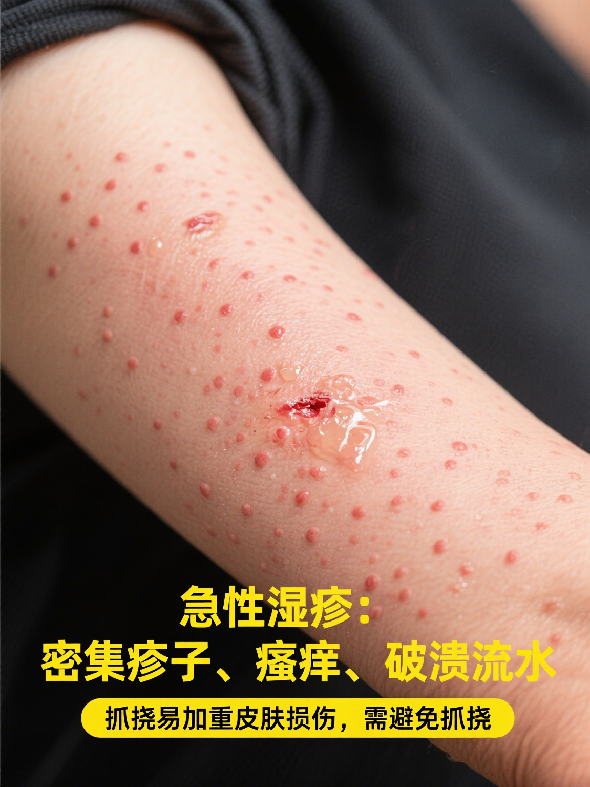 湿疹是一种常见的皮肤炎症,从图片中能看到它的形态