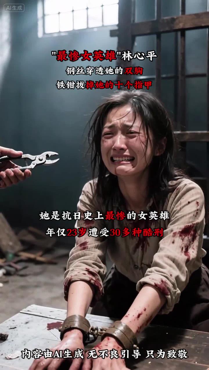 最惨女英雄 林心平 钢丝穿透她的双胸铁钳拔掉她的十个指甲