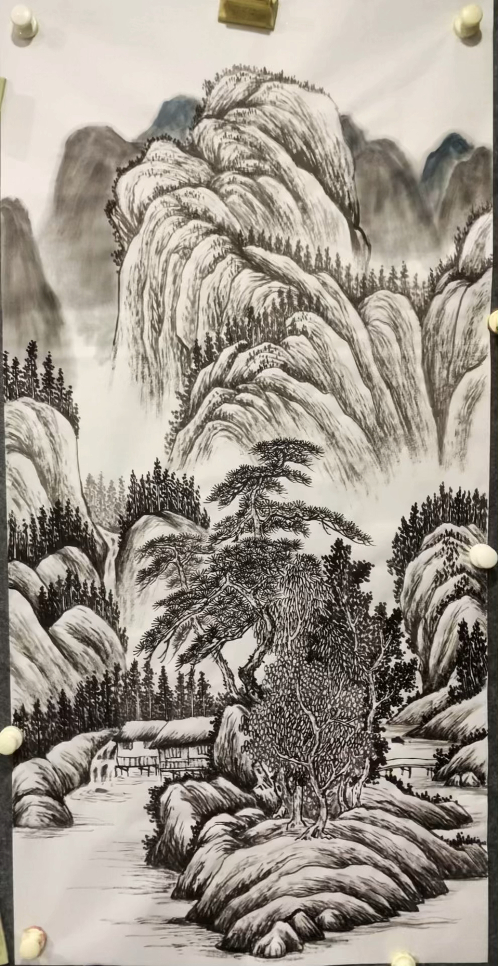 四尺山水墨稿完成