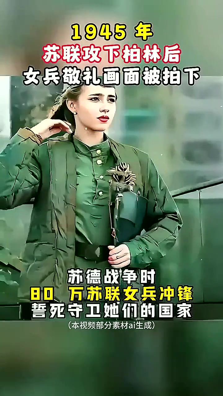 1945年苏联女兵单手敬礼,展现魅力与自豪的瞬间