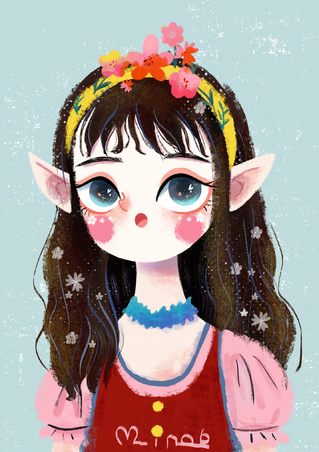 美萌小可爱头像,插画师对色彩的把控非常到位,画风也很独特