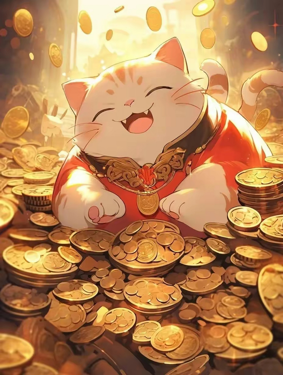 招财猫头像～一身金黄色的皮毛闪着油光水滑 听说转发有好运,钞票数不