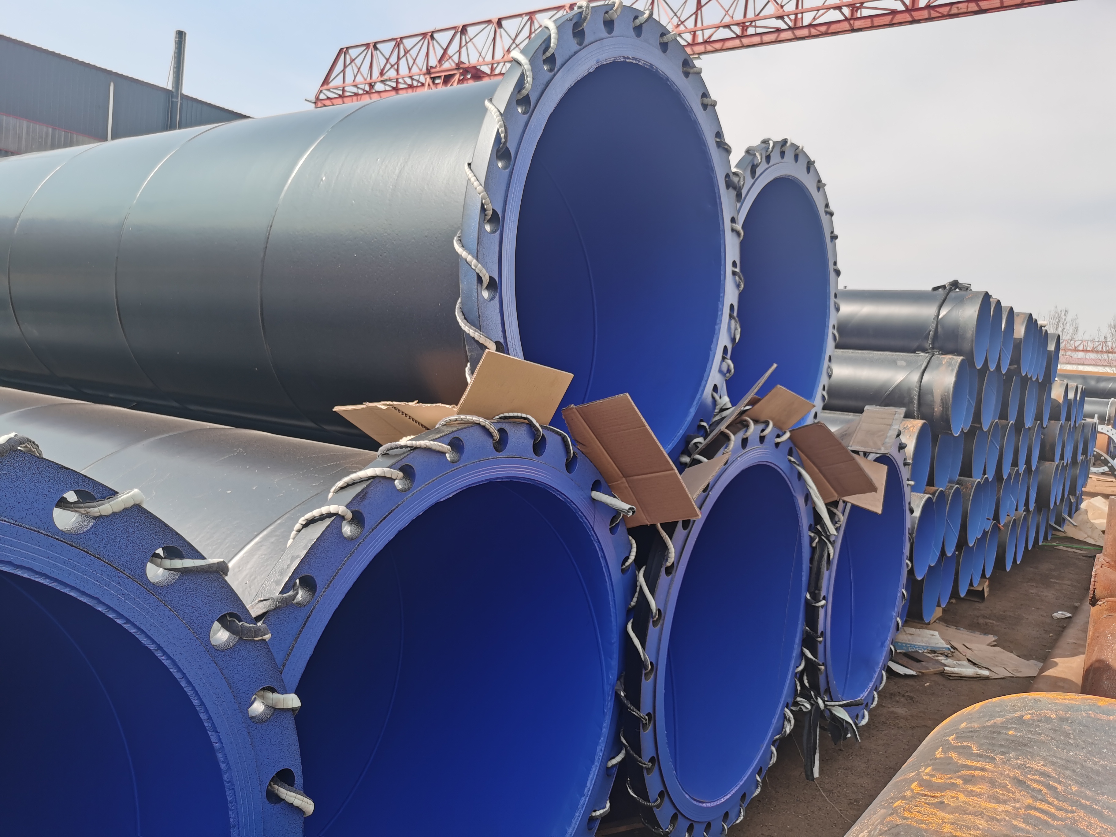 法兰连接大口径涂塑复合钢管,外pe内ep,执行标准cj/t120-2016