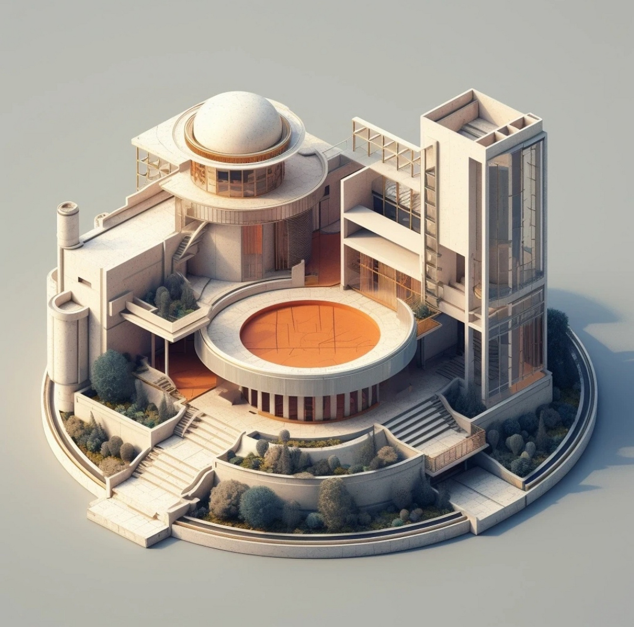 由清华大学ai设计团构建的微型建筑模型