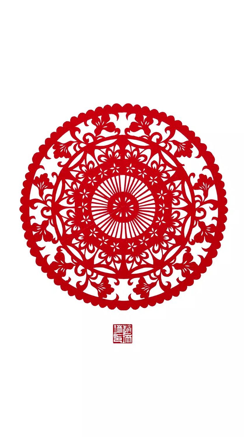 多层花卉团花剪纸