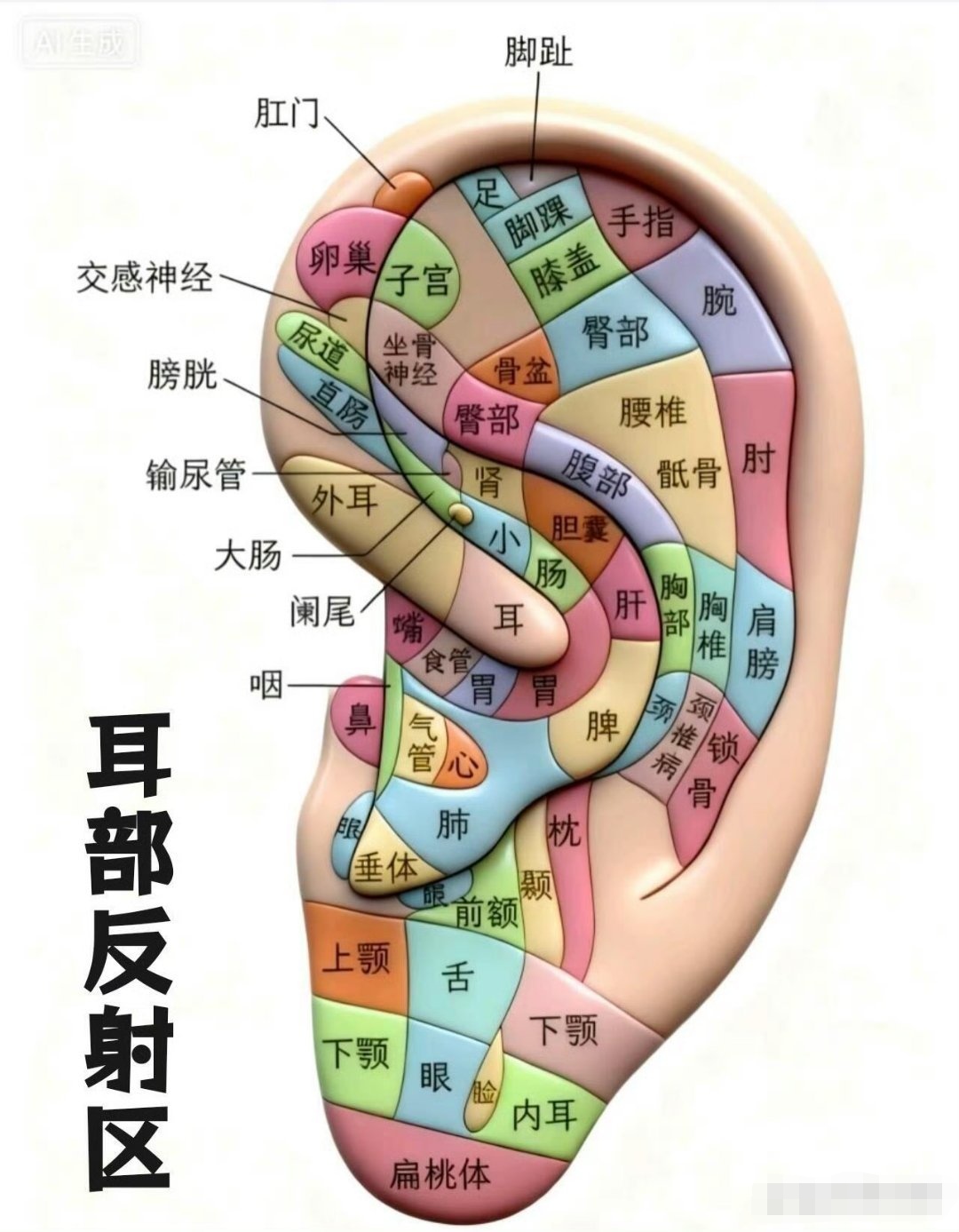 耳部反射区哪有不适可以进行揉捏或进行耳穴压豆