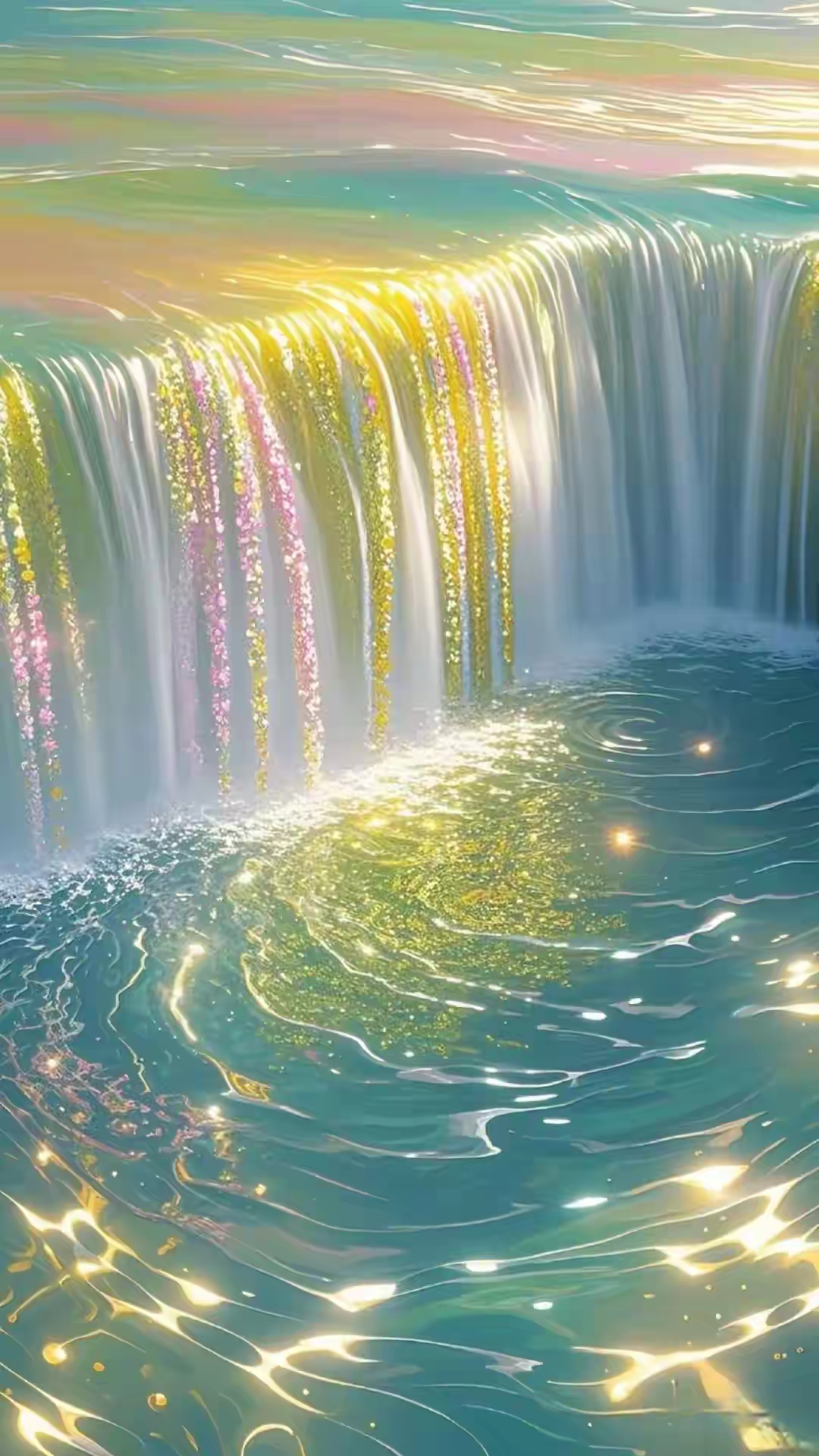 绝美吸金流水能量壁纸:流水生财 你的壁纸该换了