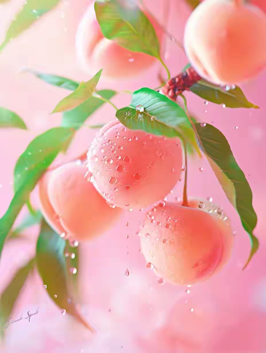 水蜜桃头像壁纸;送您一串桃子:如意桃,事业桃,富贵桃!