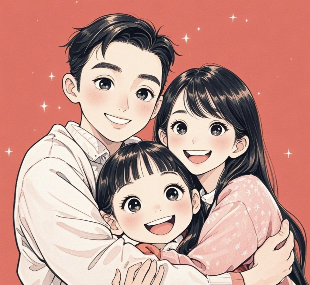 三口之家微信头像合集女儿