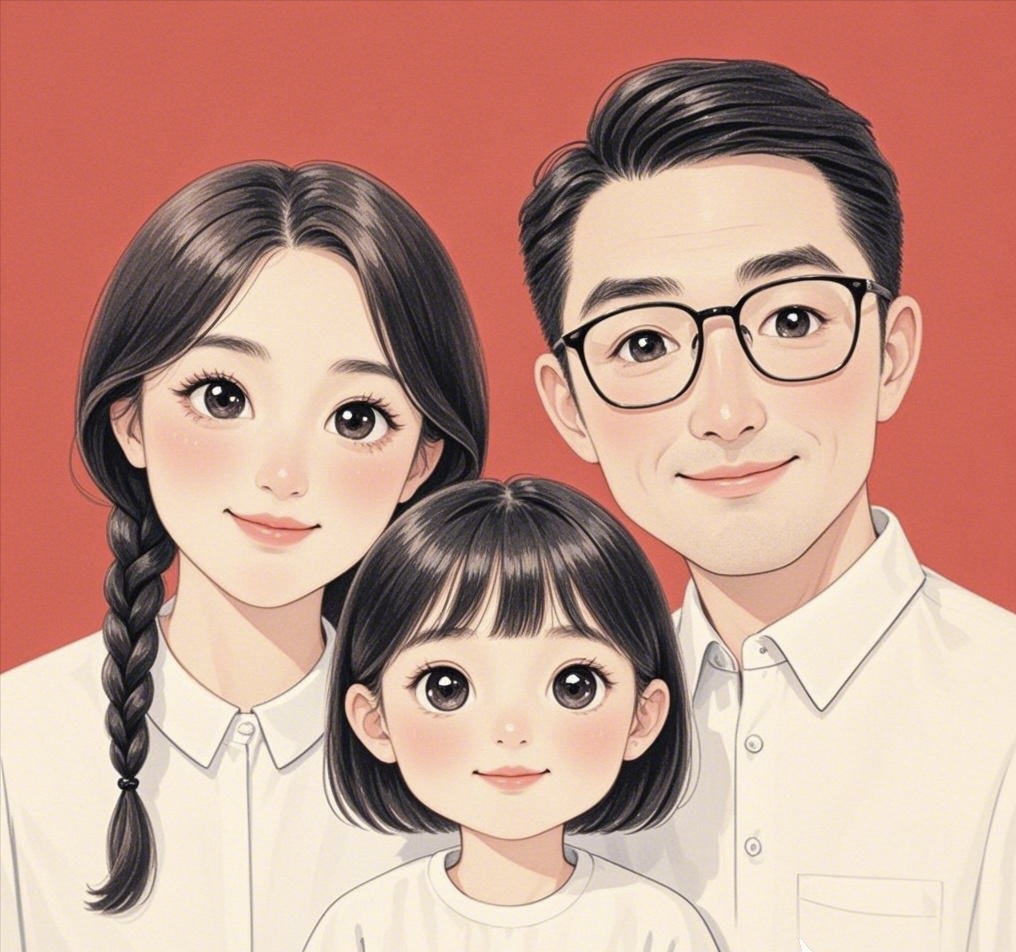 三口之家微信头像合集女儿