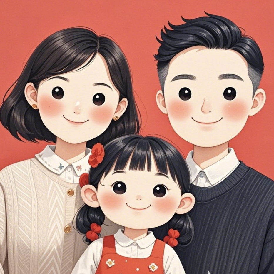 三口之家微信头像合集女儿