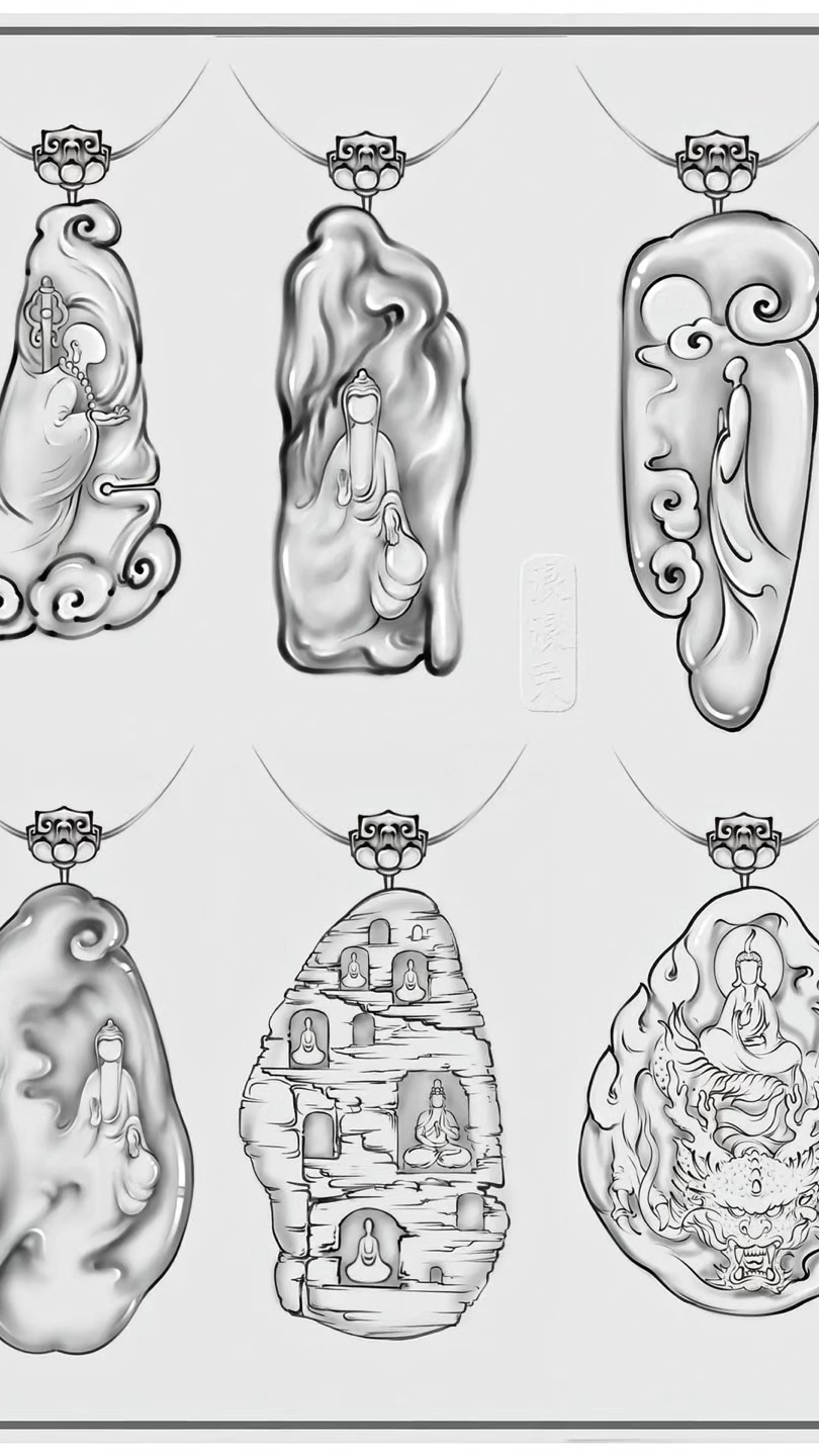 翡翠玉雕设计图稿